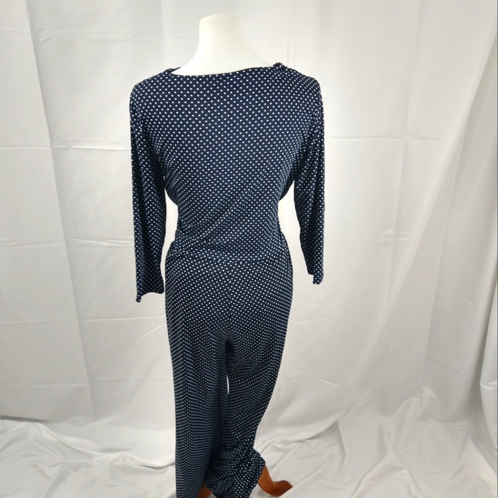 Navy Blue With White Polka Dots, Jumpsuit, Medium
